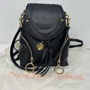 See by Chloé Olga Mini Black Leather Backpack w/ Dust Bag